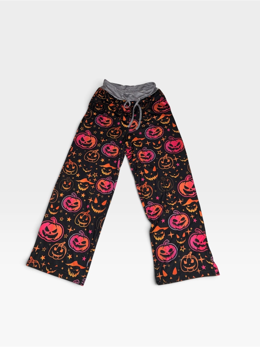 Halloween Pumpkin Print Pajama Pants - Black Pink Orange